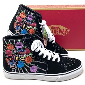 Vans Black High-Top Sneakers with Colorful Floral Design